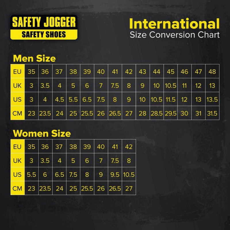 Safety Jogger Maattabel